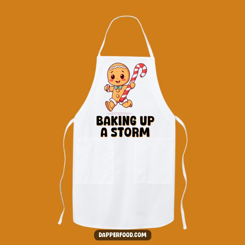 Funny Gingerbread Man Candy Cane Apron - Bake with Festive Fun!