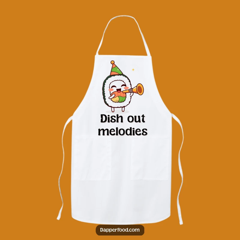 Funny Sushi Trumpet Apron - Cook with Festive Flair and Musical Fun