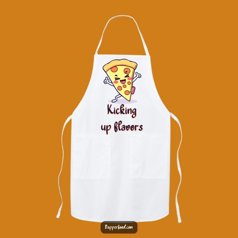 Funny Kawaii Pizza Kick Apron: Cook with Determination, Fighting Slice Funny Gift