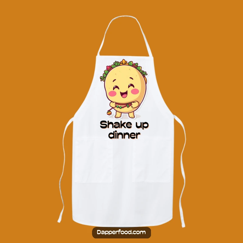 Funny Taco Chef Apron: Smiling Taco Character Shaking Maracas, Hilarious Kitchen Gift!