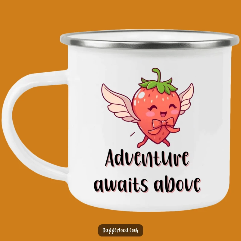 Funny Strawberry Flying Camping Mug - Adventure Fuelled by Dreams!
