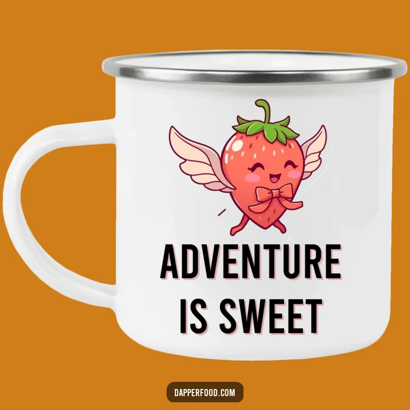 Funny Strawberry Flying Wings Camping Mug: Sweet Adventure & Humor Gift