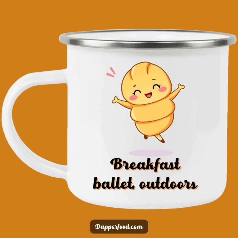 Durable Funny Croissant Ballet Twirl Camping Mug - Adventure with Flair