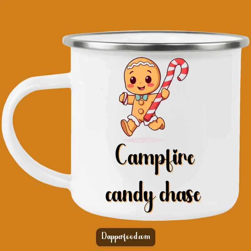 Funny Gingerbread Man Candy Cane Camping Mug - Festive Outdoor Fun!