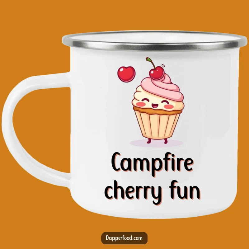 Funny Cupcake Cherry Toss Camping Mug: Sweet Sips for Outdoor Adventures