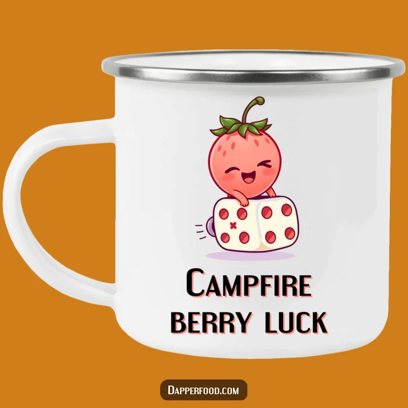 Funny Strawberry Dice Camping Mug: Durable Luck, Perfect Humorous Gift!