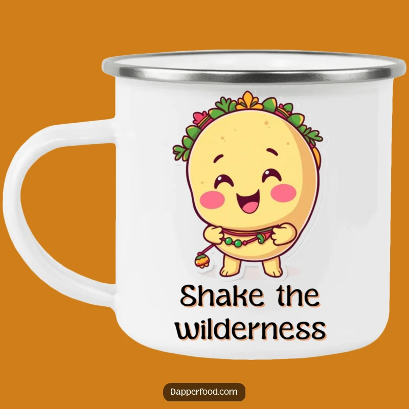 Funny Taco Camp Mug: Adorable Taco Character Shaking Maracas, Humorous Outdoor Gift!