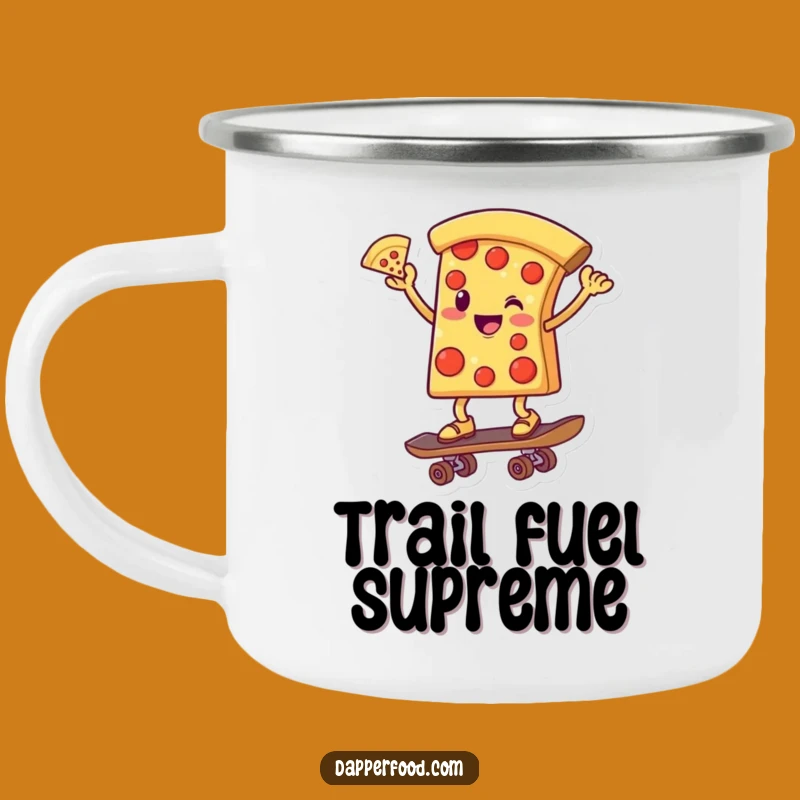 Funny Pizza Skater Camping Mug: Outdoor Adventures with Cheesy Humor