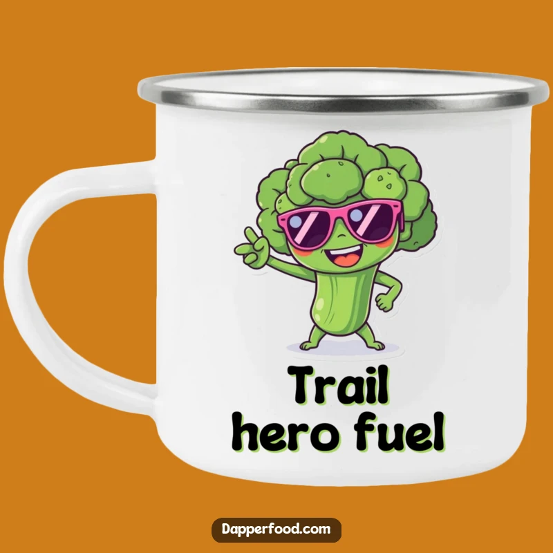 Funny Broccoli Superhero Camping Mug: Your Mighty Outdoor Beverage Holder