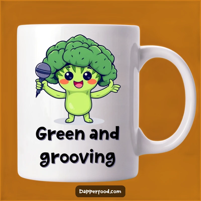 Funny Broccoli Mic Drop Mug - Veggie Rockstar Gift