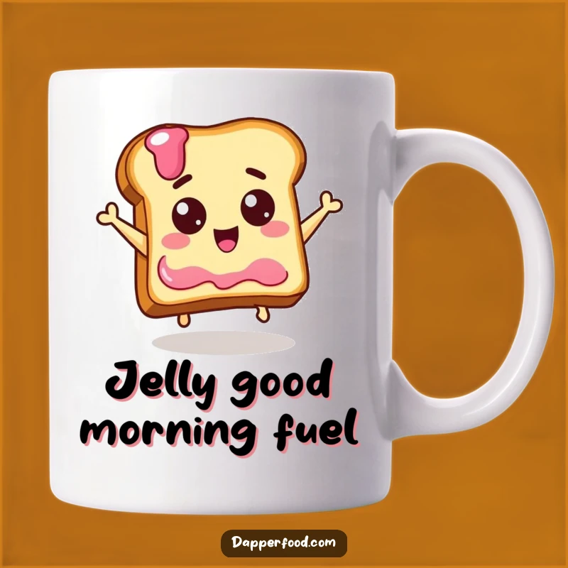 Funny Toast Jumping for Jelly Mug - Hilarious Breakfast Cartoon Gift