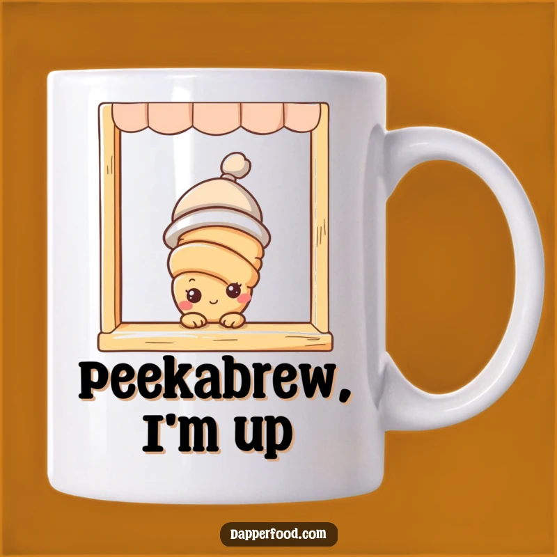 Funny Croissant Bakery Window Mug - Hilarious Peek-a-Boo Gift!