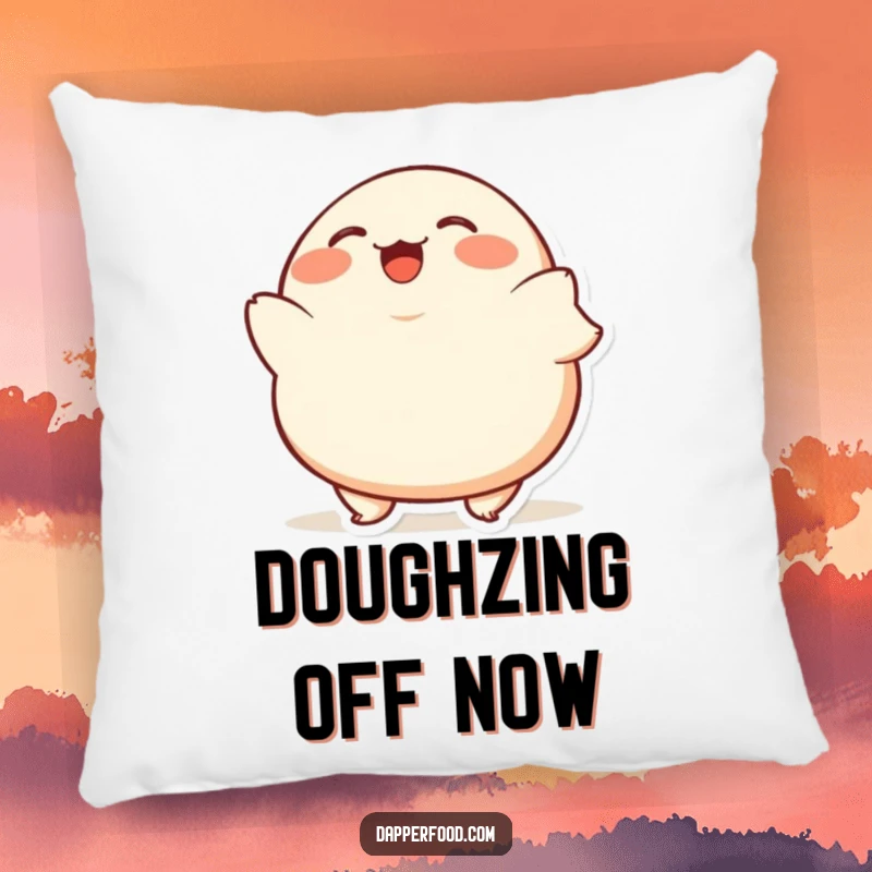 Funny Dumpling Bob Pillow with a plump, giggling dumpling character bobbing excitedly, soft and humorous.