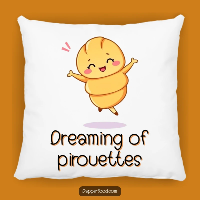 Funny Croissant Ballet Twirl Pillow - Sweet Dreams with a Parisian Touch