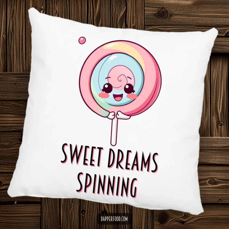 Funny Kawaii Lollipop Pillow: A soft cushion featuring a character spinning gleefully, a sweet and funny gift.