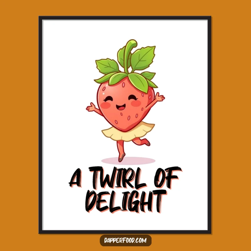 Funny Strawberry Ballet Twirl Digital Art: Instant Dance for Your Walls