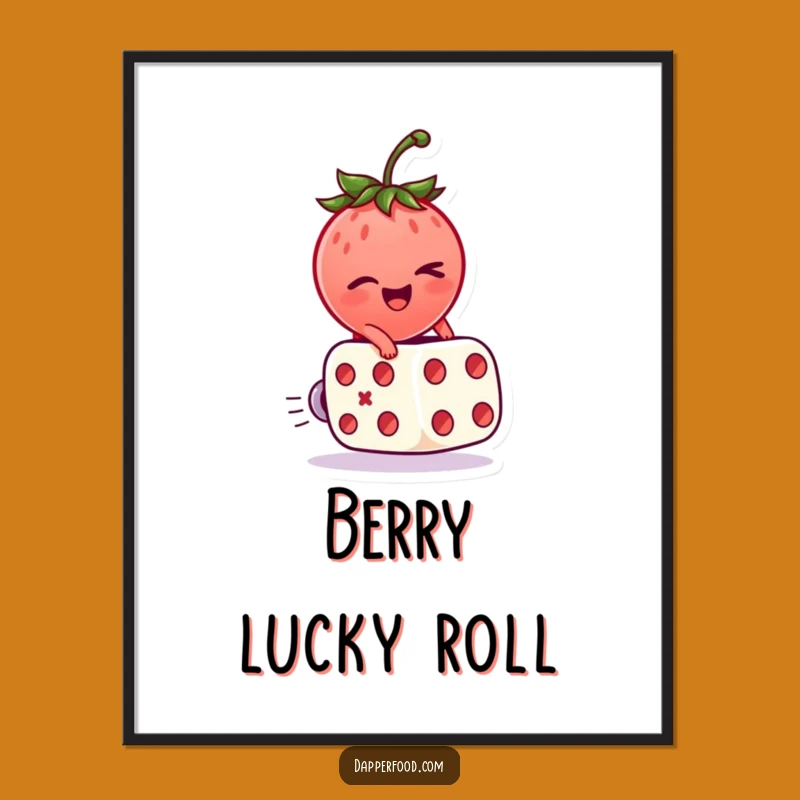 Funny Strawberry Dice Digital Art: Instant Luck, Hilarious Downloadable Gift!