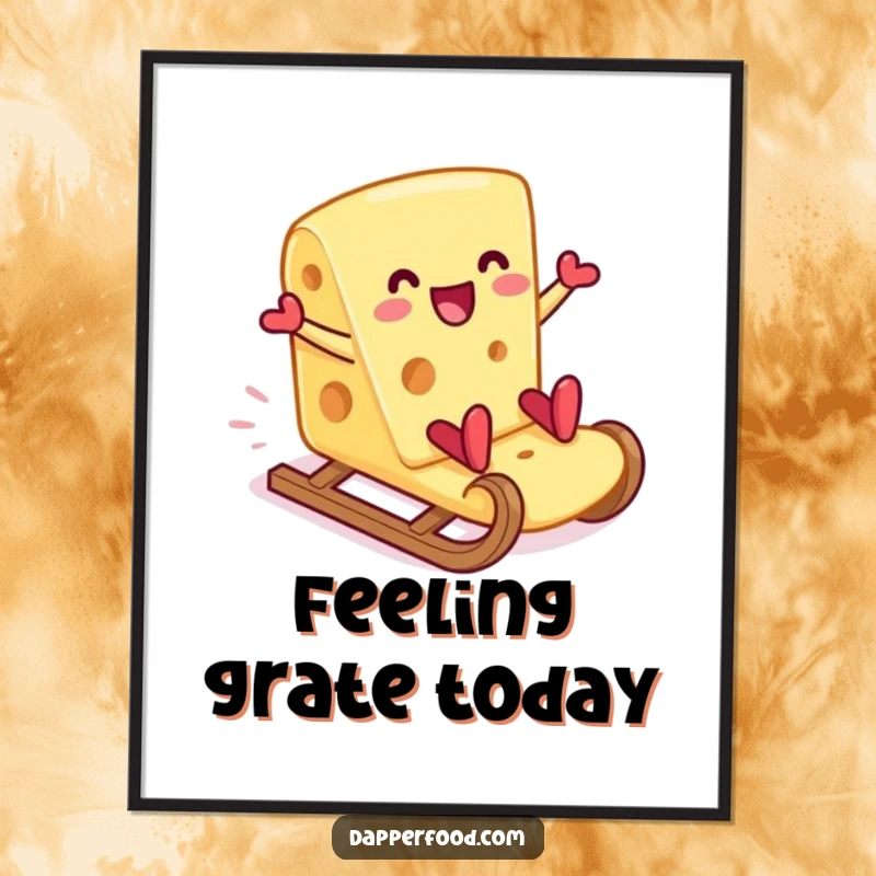 Funny cheese slice cracker slide digital art print, bringing playful, cheesy humor to your walls. An instant funny gift.