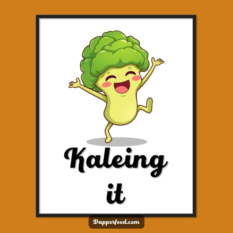 Funny Broccoli Cartwheel Digital Art Print Instant Hilarious Veggie Decor Download