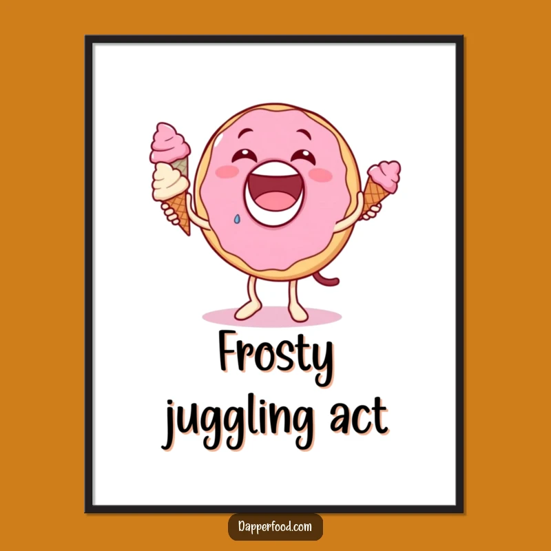 Funny Donut Juggling Digital Print - Instant Sweet Wall Art with a Dessert Delight