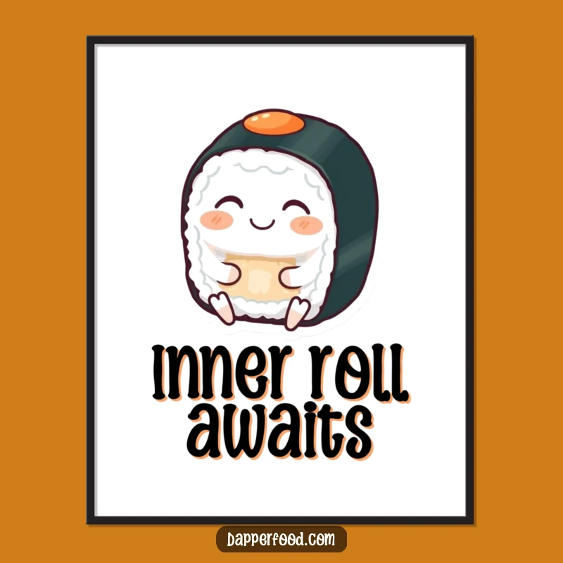 Funny Zen Sushi Digital Art, Calming Wall Decor Gift