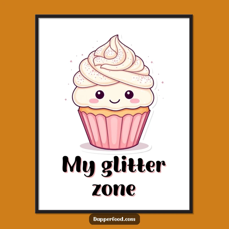 Funny Cupcake Glitter Digital Art: Instant Joy & Hilarious Home Decor
