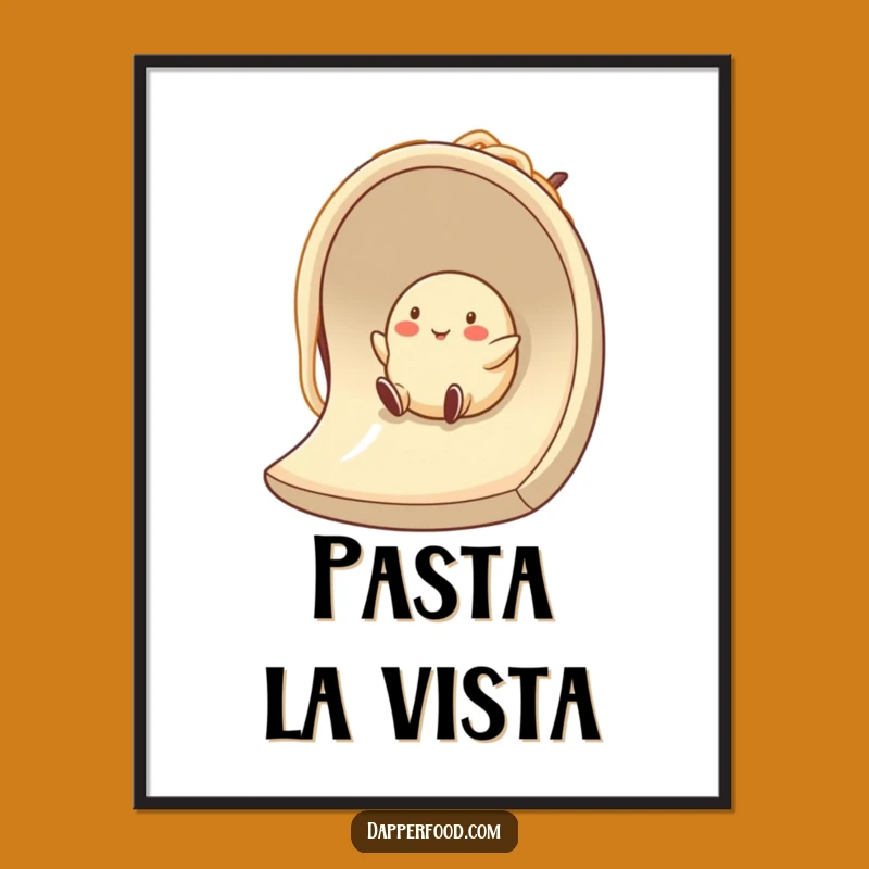 Funny Dumpling Noodle Slide Digital Art Print Instant Deliciously Hilarious Decor