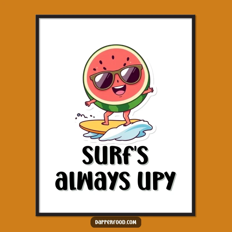 Funny Watermelon Surfer Digital Art - Instant Tropical Wall Decor Gift