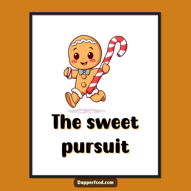 Funny Gingerbread Man Candy Cane Digital Art - Instant Festive Cheer!