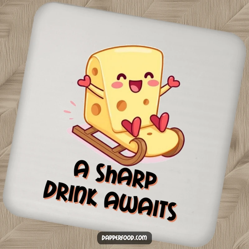 Funny cheese slice cracker slide coaster, guarding your surfaces with a smile and cheesy humor. A small but mighty funny gift.