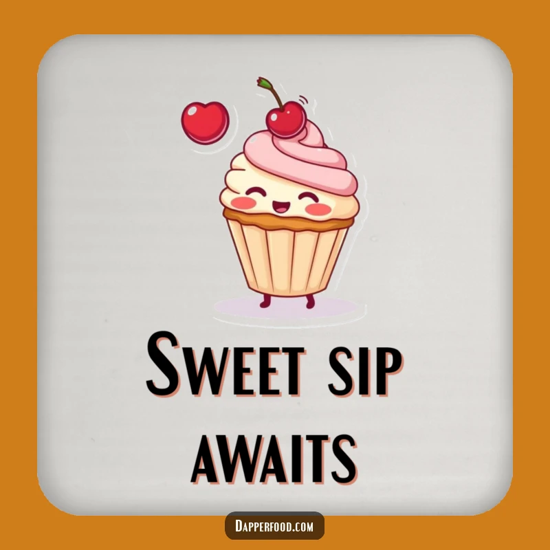 Funny Cupcake Cherry Toss Coaster: Protect Your Table with Sweet Style