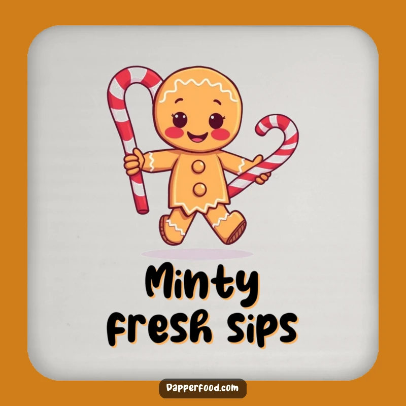 Funny Gingerbread Man Coaster - Candy Cane Drink Protector Gift