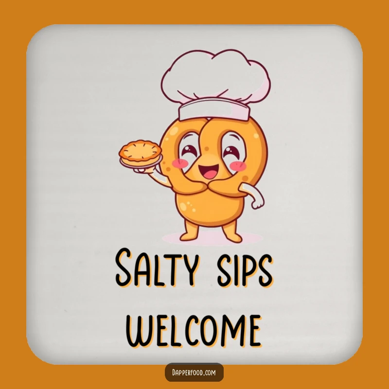 Funny Pretzel Chef Drink Coasters: Protect Surfaces with Baking Humor