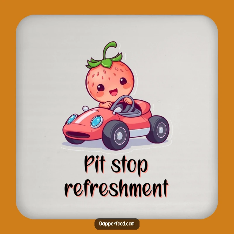 Funny Strawberry Racer Coasters: Protect Surfaces with Speed & Humor