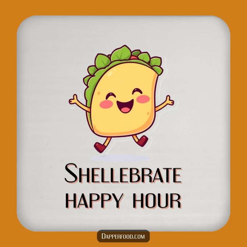 Funny Taco Hop Drink Coaster: Protect Surfaces with This Cheerful Character!