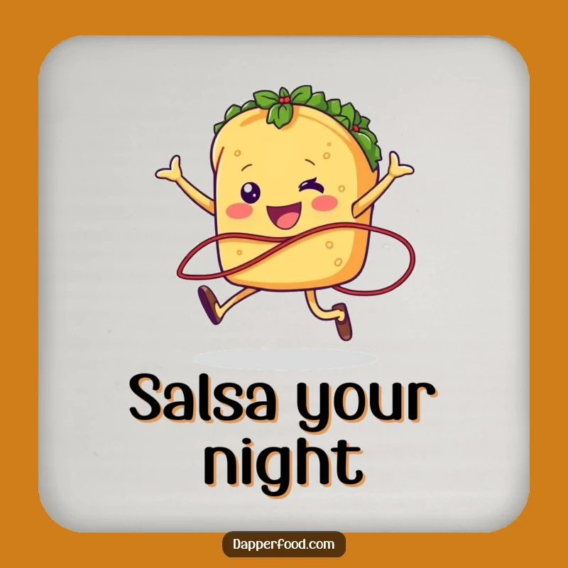 Funny Taco Jumping Rope Drink Coaster Protect Surfaces with Zesty, Hilarious Style