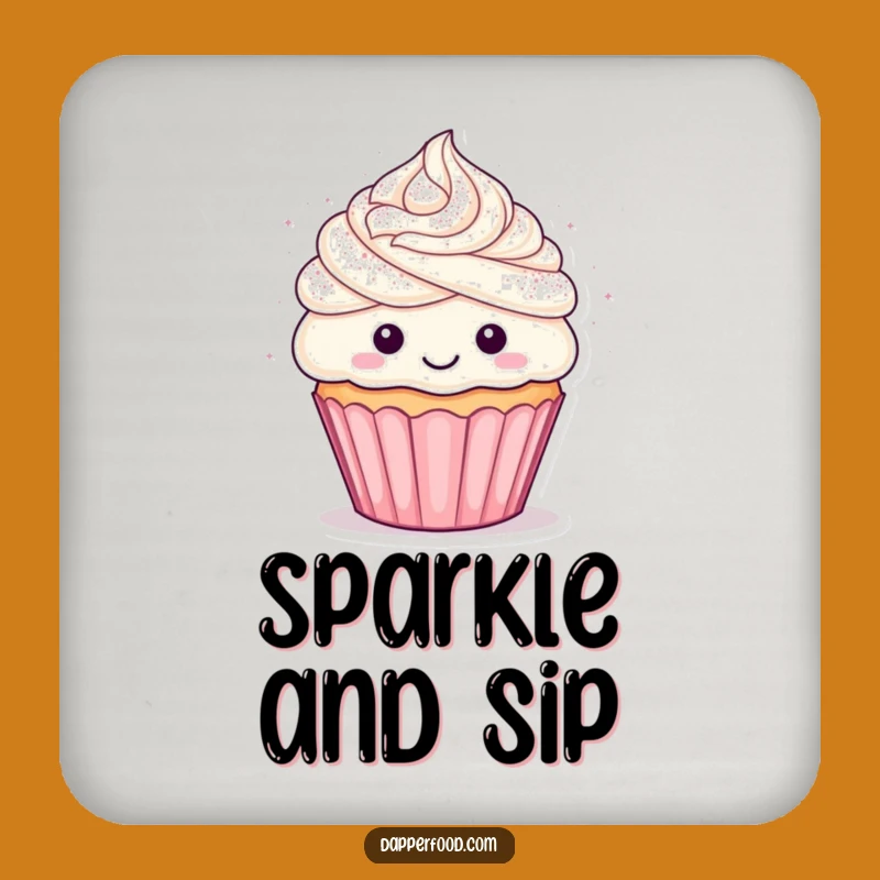 Funny Cupcake Glitter Coaster Set: Protect Surfaces with Sparkly Humor