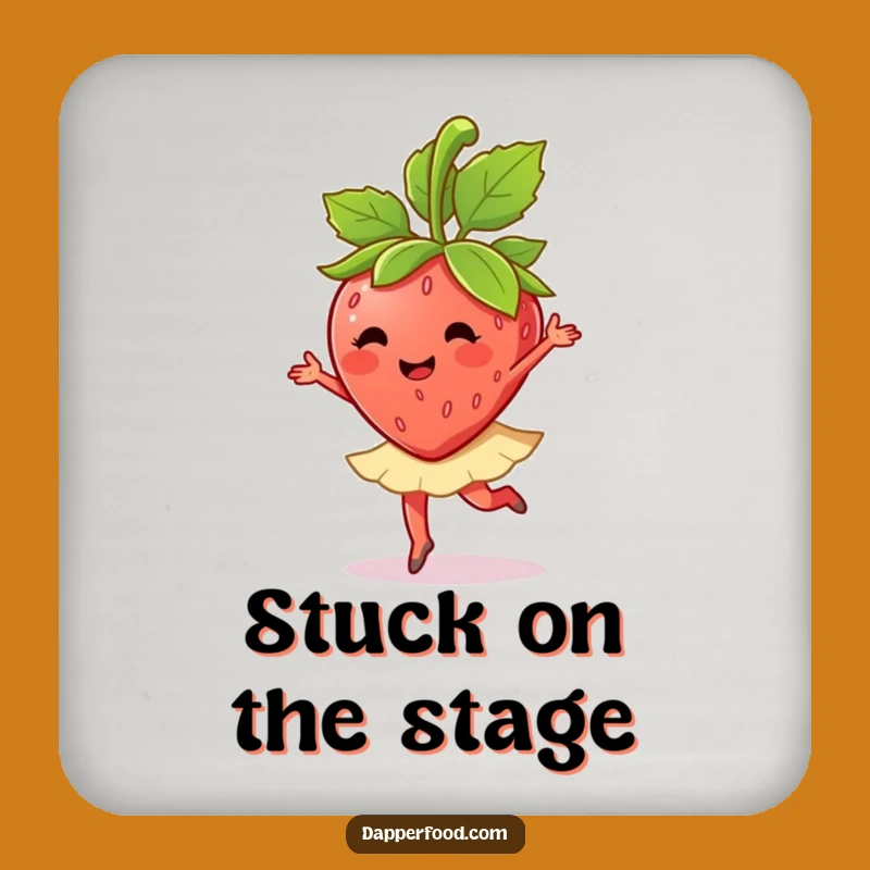 Funny Strawberry Ballet Twirl Drink Coasters: Protect Surfaces with Sweetness