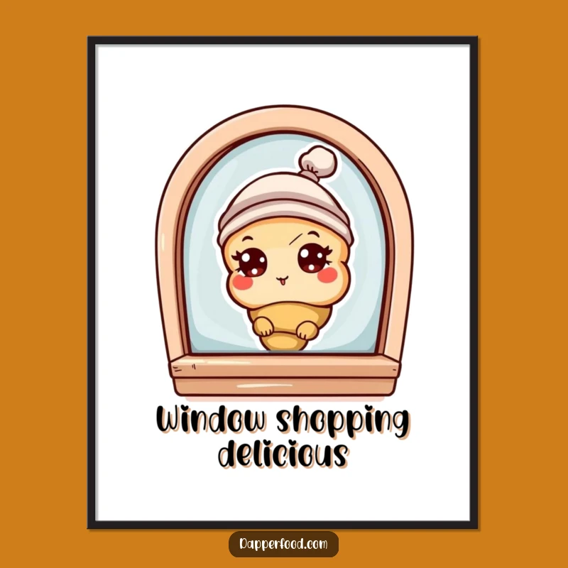 Funny Croissant Bakery Peek Poster: Whimsical Bakery Wall Art Gift