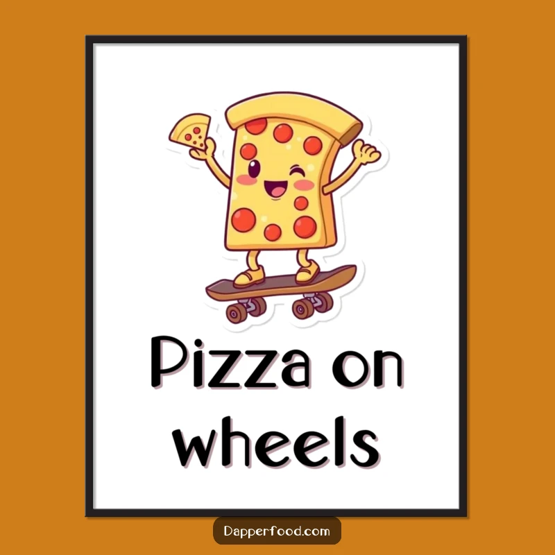 Funny Pizza Skateboarder Poster: Hilarious Wall Art for Foodies and Skate Fans