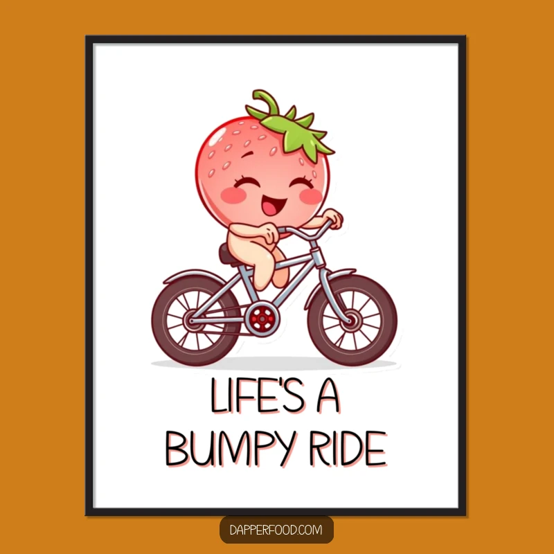 Funny Strawberry Bicycle Poster: Hilarious Fruit Art for Quirky Home Decor
