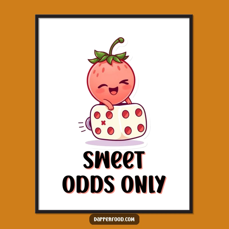 Funny Strawberry Dice Poster: Lucky Art, Hilarious Wall Decor Gift!