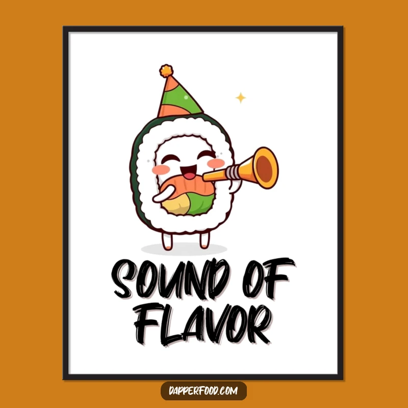 Funny Sushi Trumpet Poster - Festive Wall Art for a Joyful Celebration