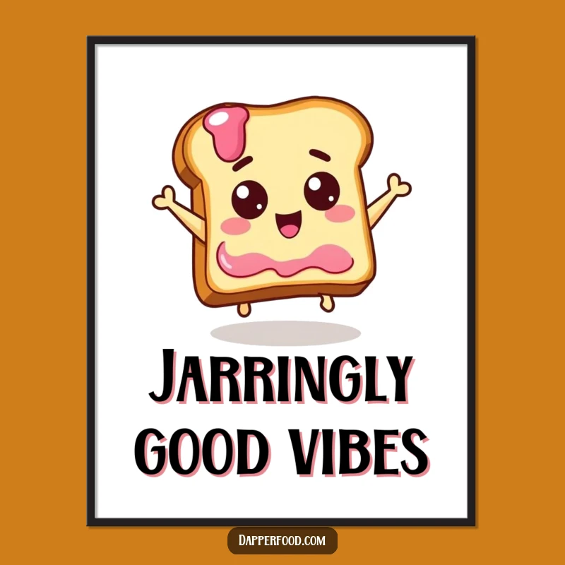 Funny Toast Leaping for Jelly Poster - Whimsical Breakfast Wall Art, Gift