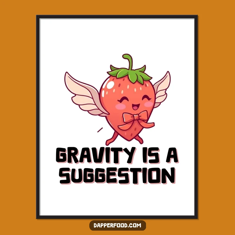 Funny Strawberry Flying Poster - Whimsical Wall Art for Dreamers!