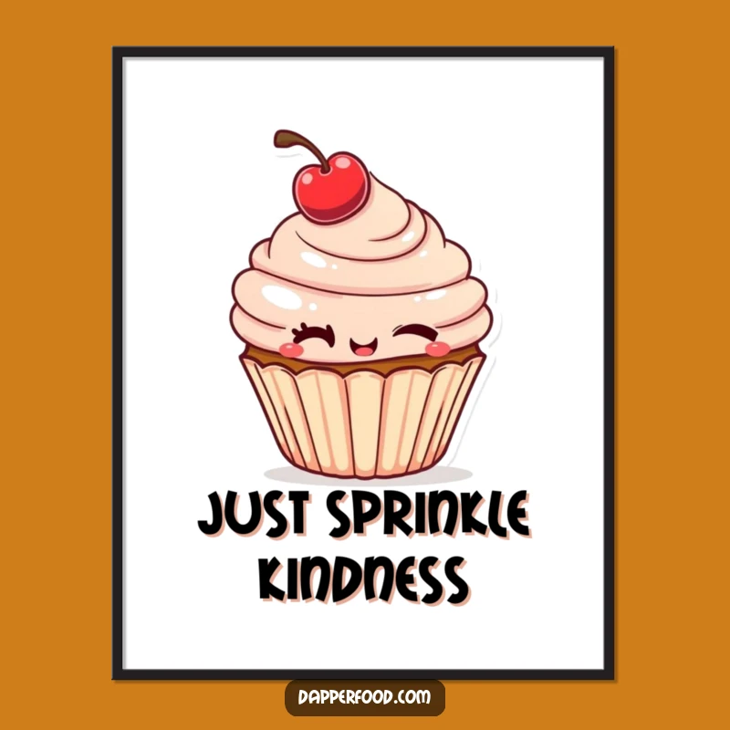 Funny Winking Cupcake Poster: Cheeky Cherry Art, Hilarious Funny Gift for Walls!