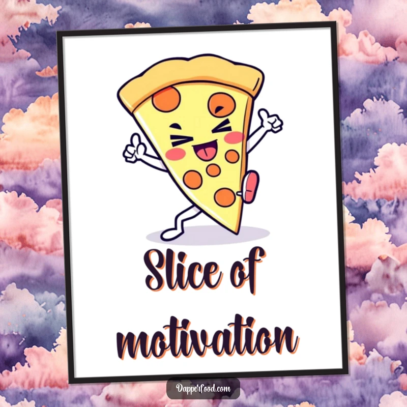 Funny Kawaii Pizza Kick Poster: A dynamic character captured mid-kick, inspiring action, a perfect funny gift.