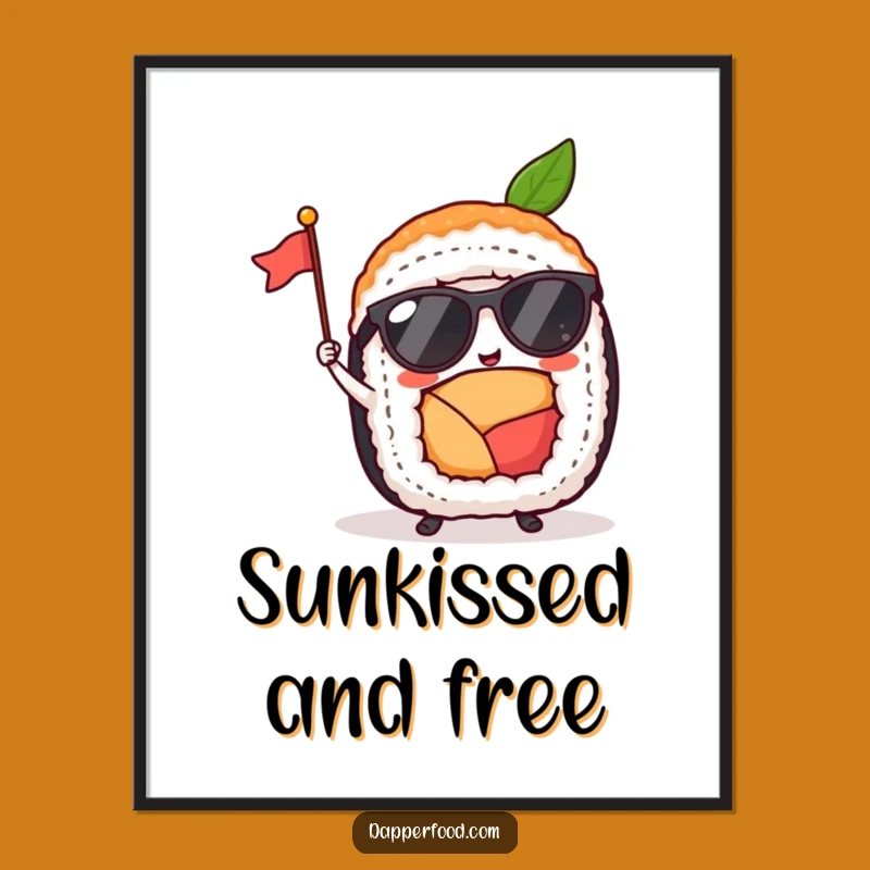 Funny Sushi Roll Sunglasses Flag Poster: Brighten Your Walls with Humor