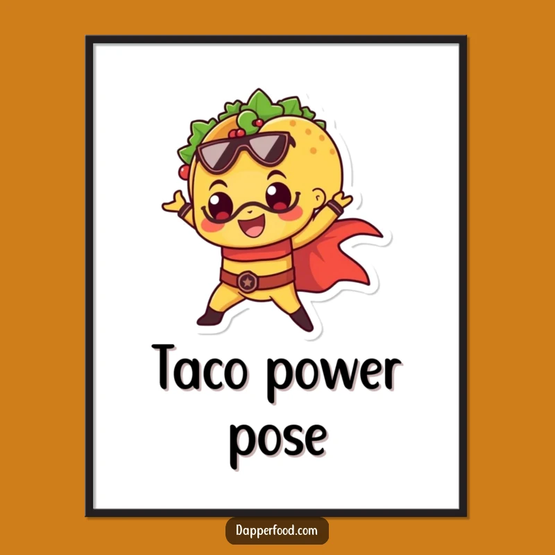 Funny Taco Superhero Poster: Dynamic Wall Art for Kitchens & Cafes
