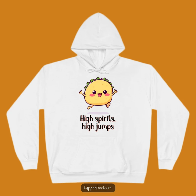 Cozy Funny Kawaii Taco Hoodie: Warm Leaping Taco Character Comfort